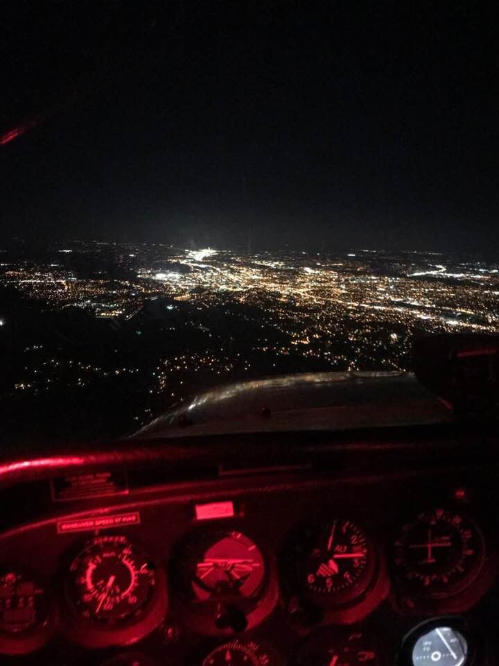 Night flight over Knoxville